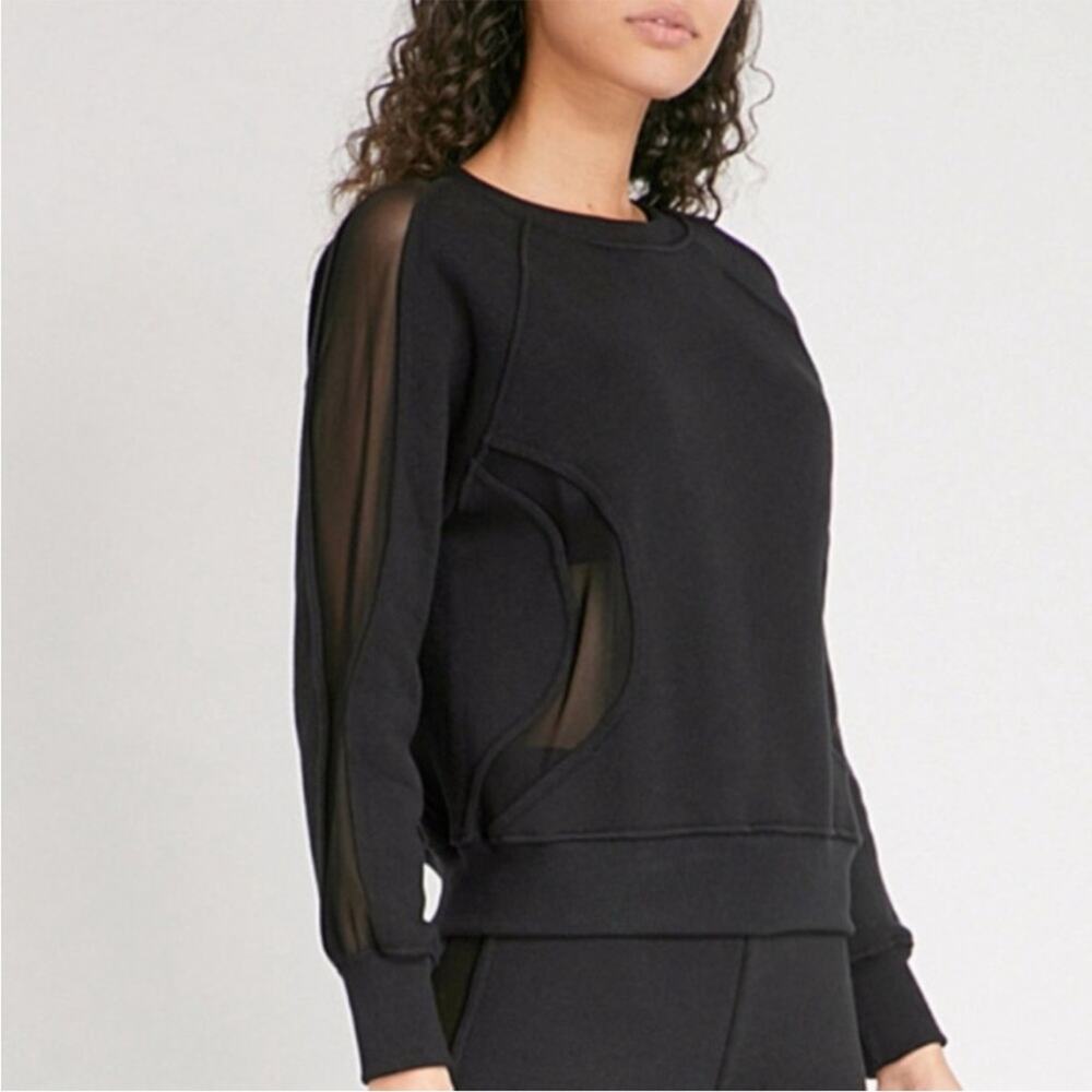 Good American mesh paneled black sweatshirt mugler